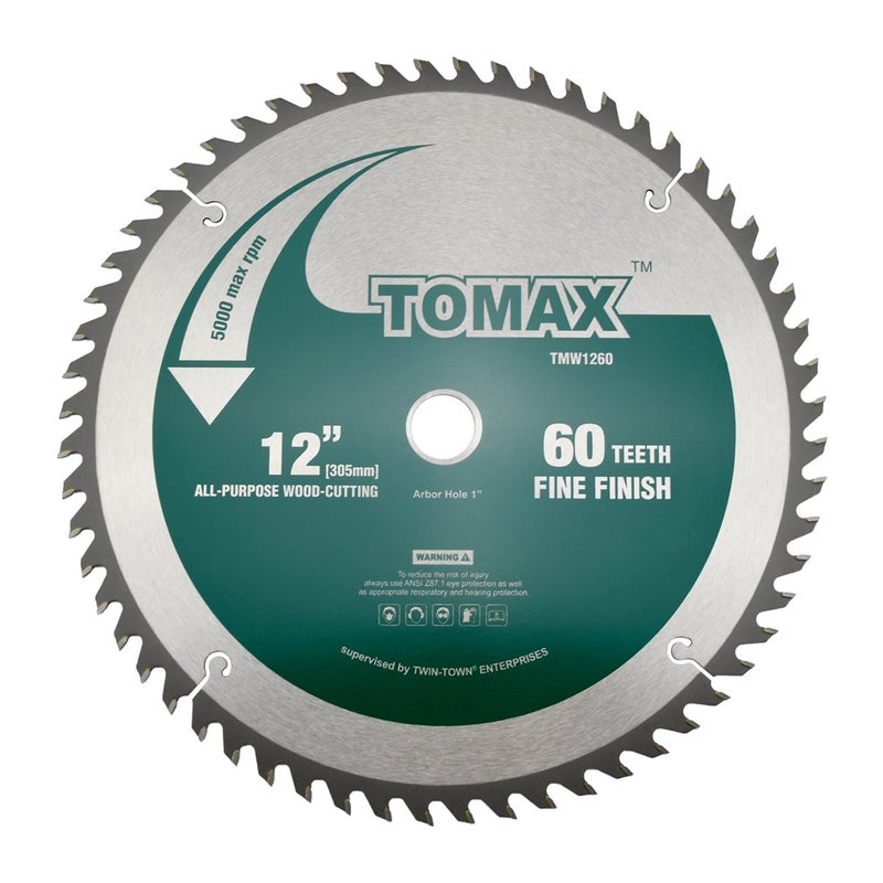 TOMAX 12 Inch 60 Tooth ATB Fine Finish General Purpose Woodworking Saw Blade - Image 1